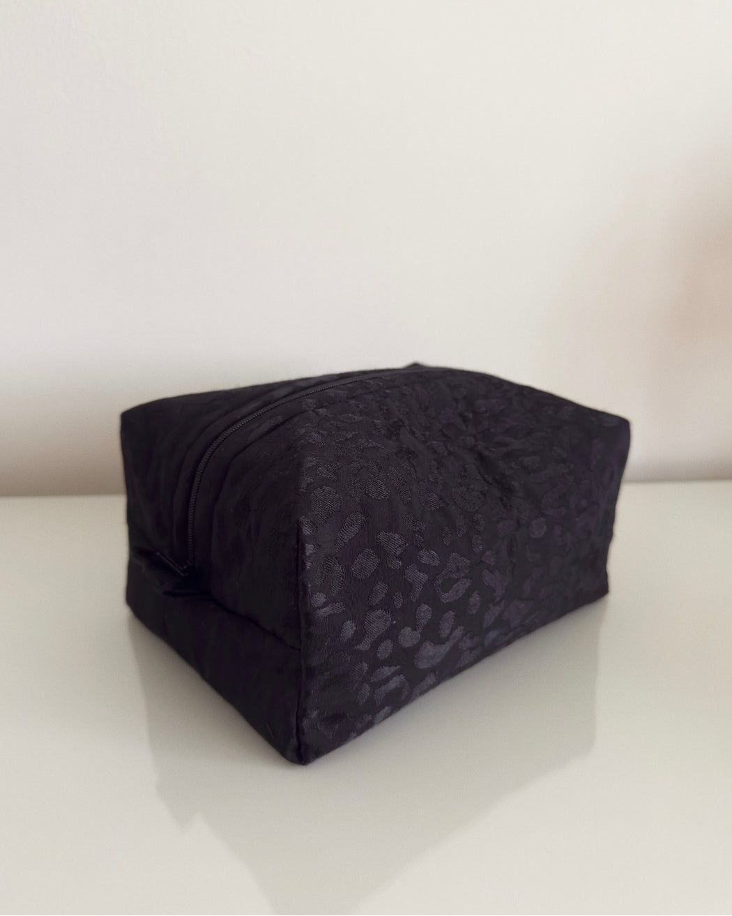 Black Leopard Print Makeup Bag